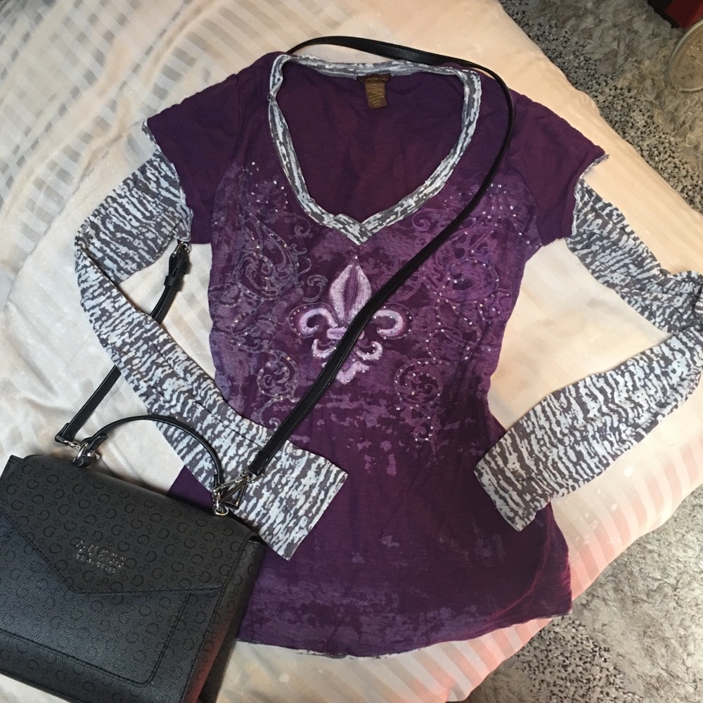 Copper key V-neck LS Top